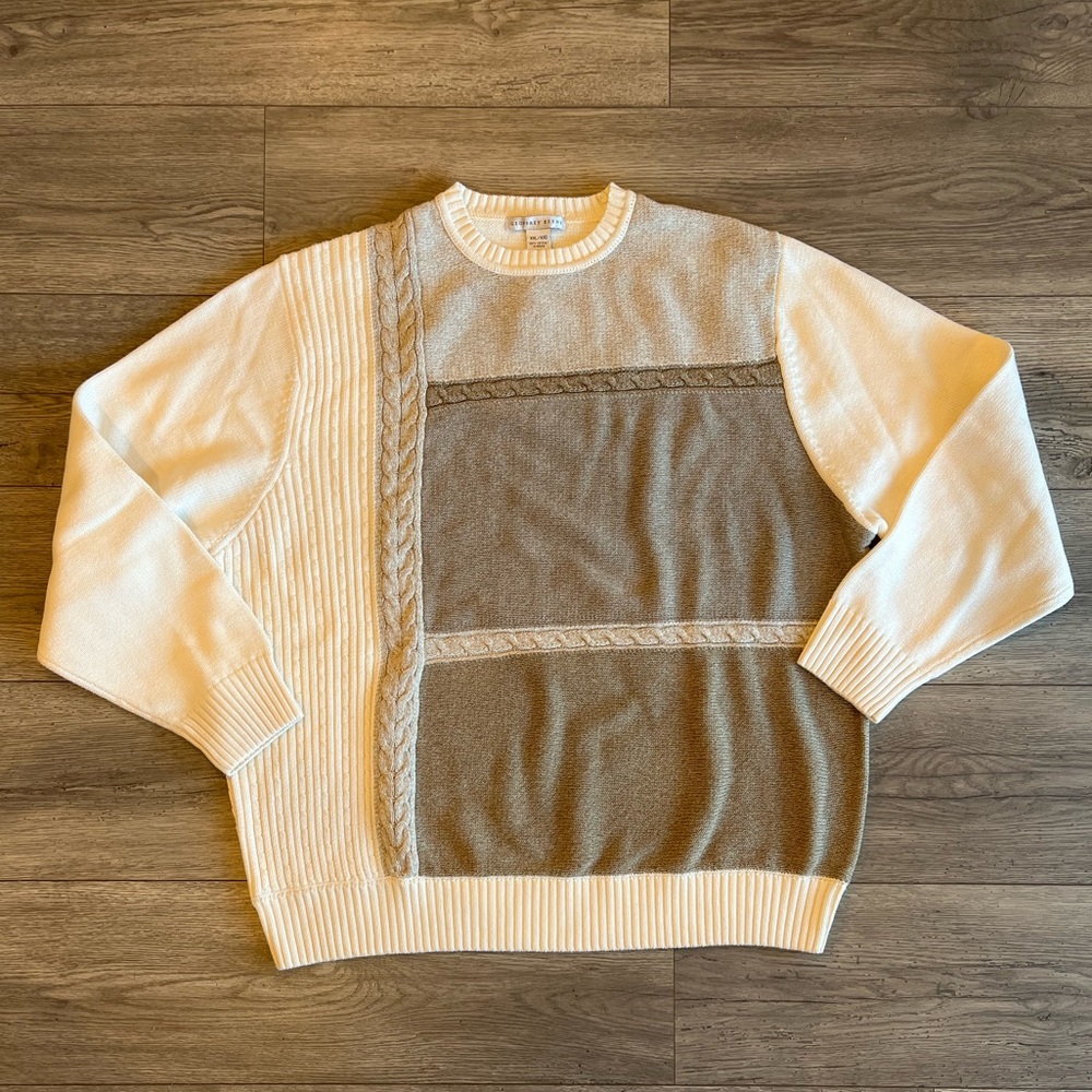 Geoffrey Beene Men’s Cotton Textured Crewneck Sweater Pullover Grandpa NWT XXL